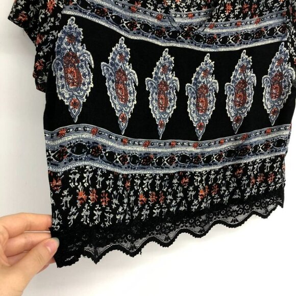 Jaase Australia Boho abstract print cropped short sleeve t-shirt LG - Picture 5 of 12